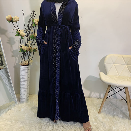 Velvet Gilded Muslim Cardigan Robe