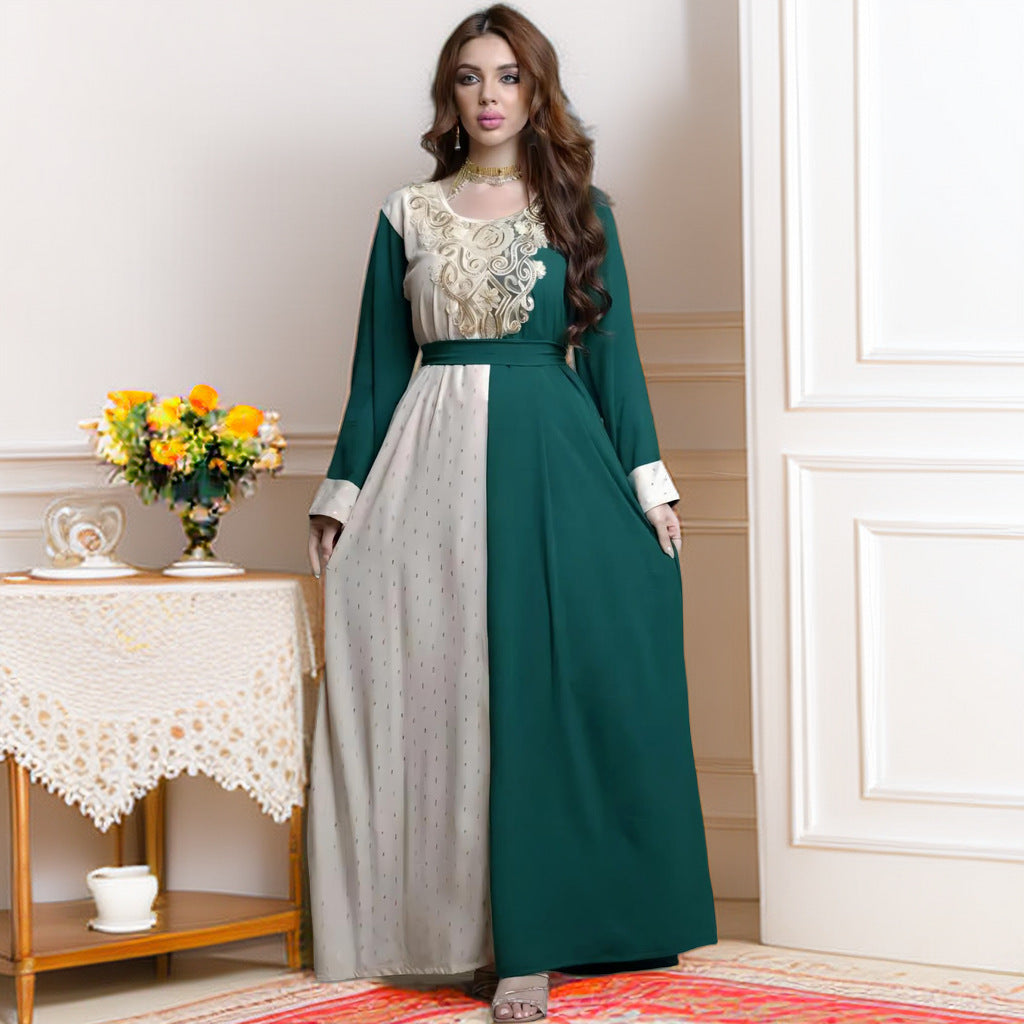 Embroidery Applique Muslim Tunic Robe Dress