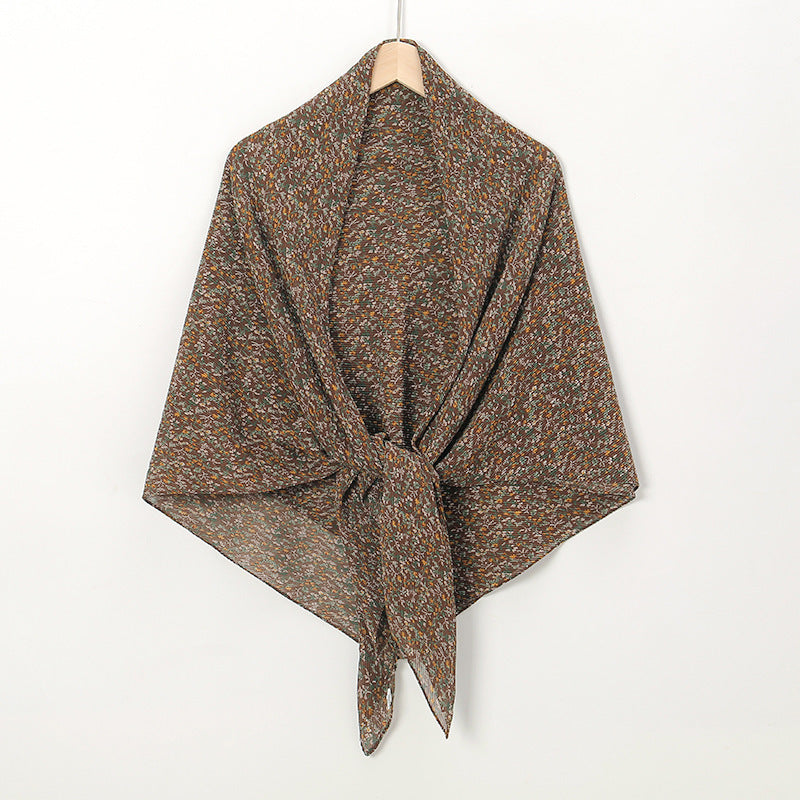 Printed Square Pleated Scarf