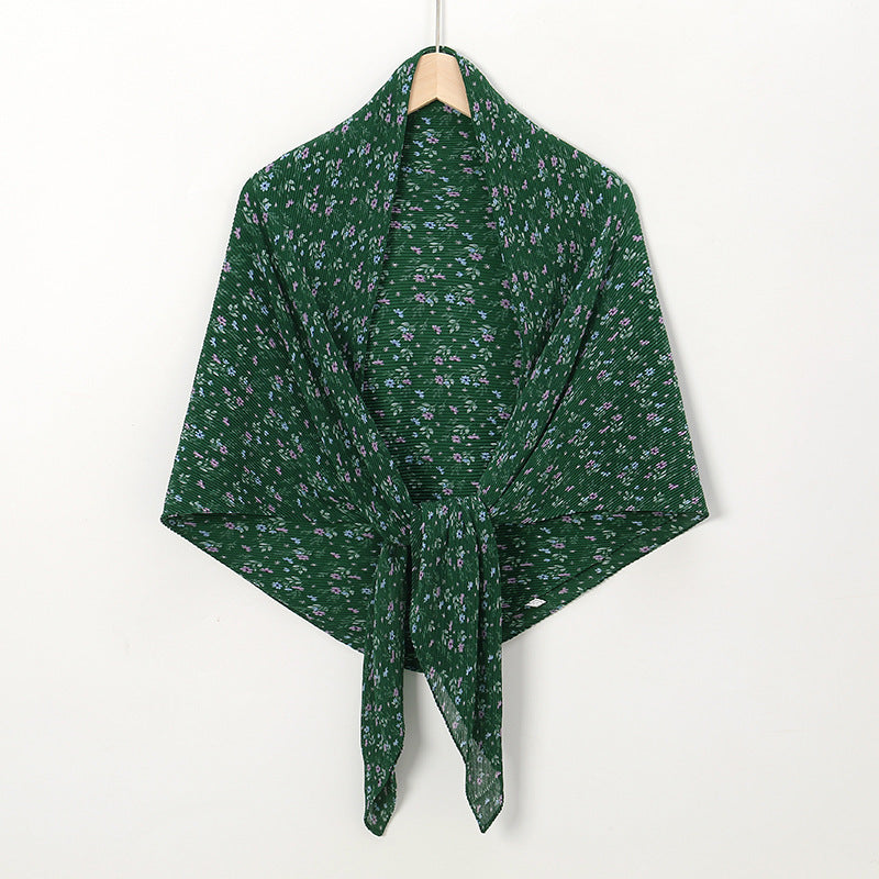 Printed Square Pleated Scarf