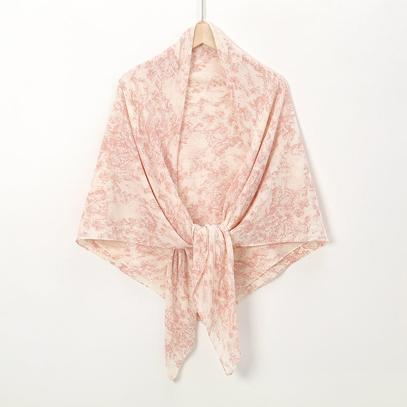 Printed Square Pleated Scarf