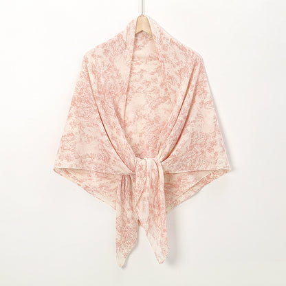 Printed Square Pleated Scarf