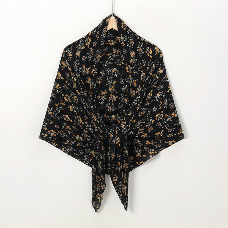 Printed Square Pleated Scarf