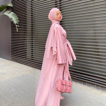 Solid Color Two-piece Muslim Dress