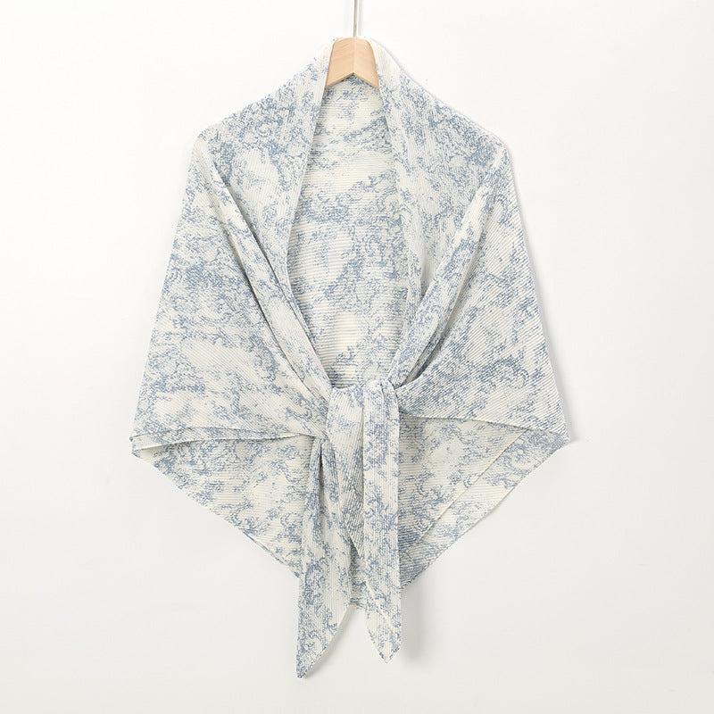 Printed Square Pleated Scarf