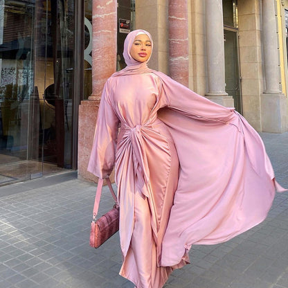 Solid Color Two-piece Muslim Dress