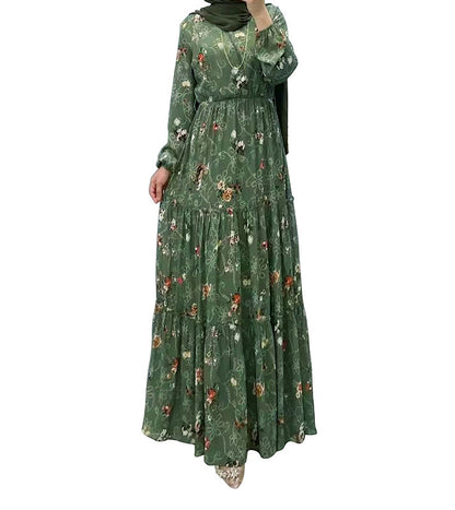 Flower Turtleneck Abaya Dress