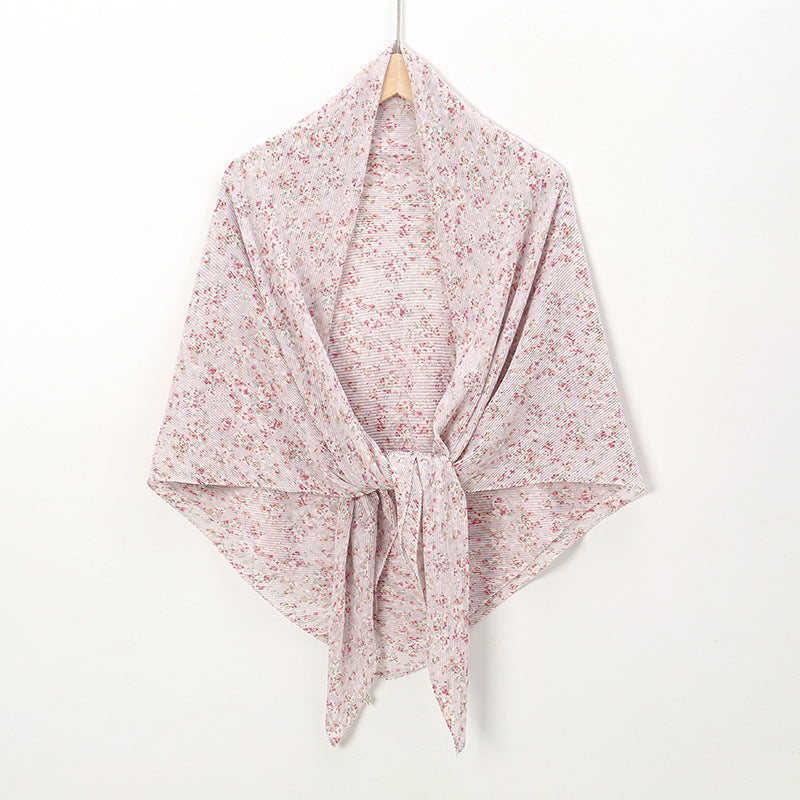 Printed Square Pleated Scarf