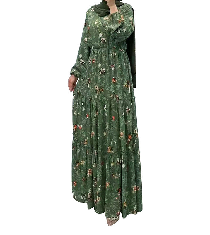 Flower Turtleneck Abaya Dress