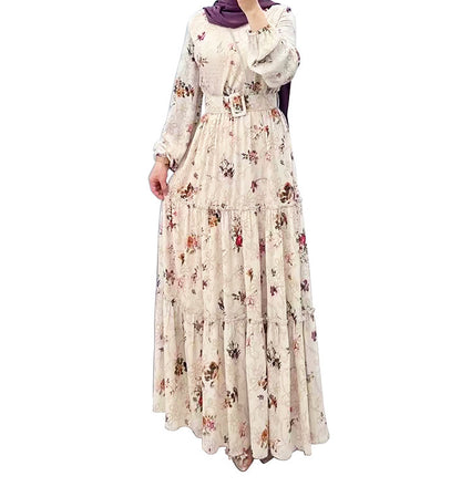 Flower Turtleneck Abaya Dress