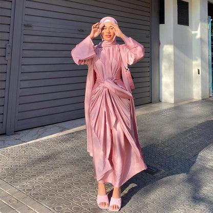 Solid Color Two-piece Muslim Dress